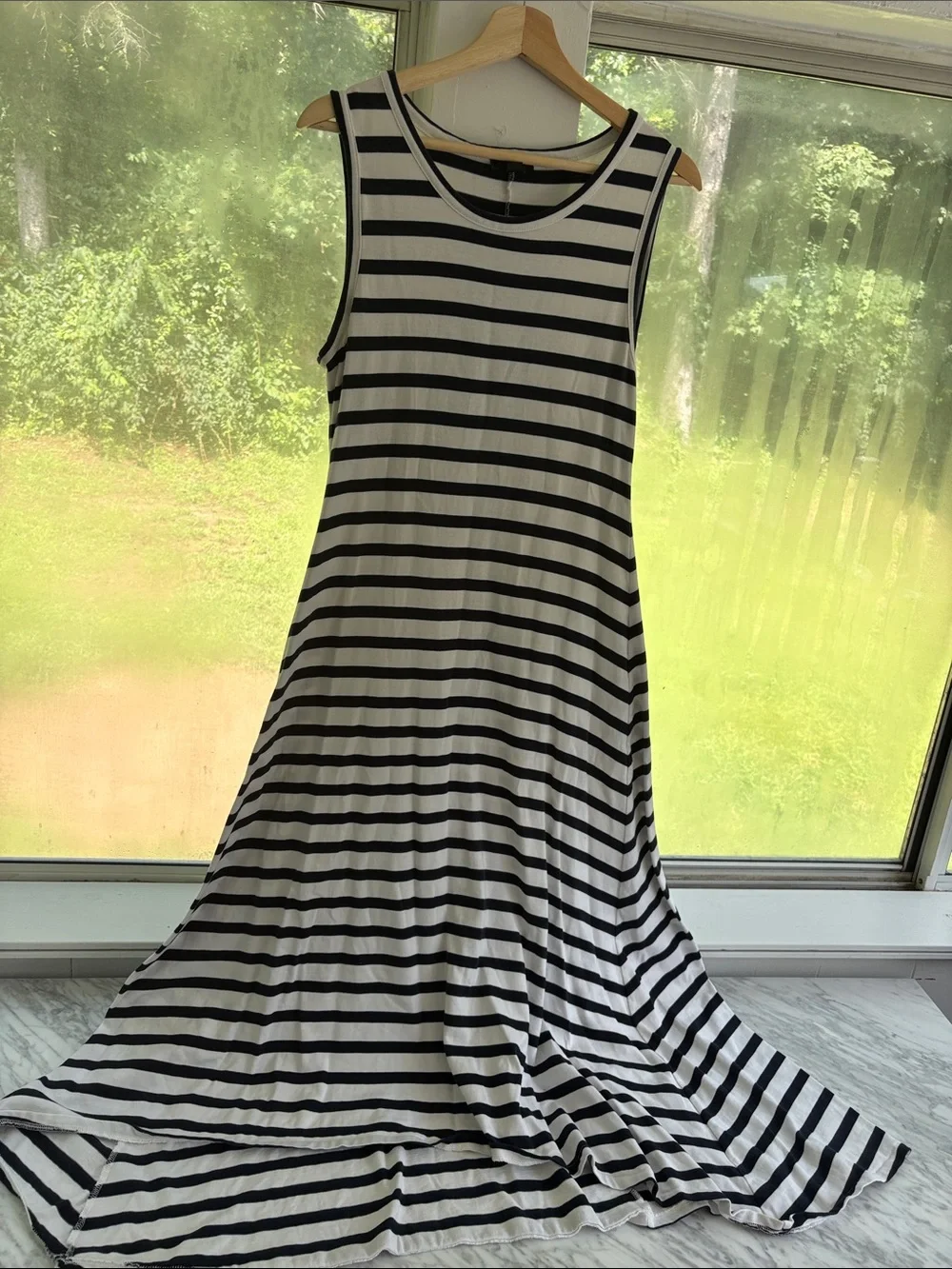 J.Crew Navy and White Striped Maxi Dress Cotton Medium